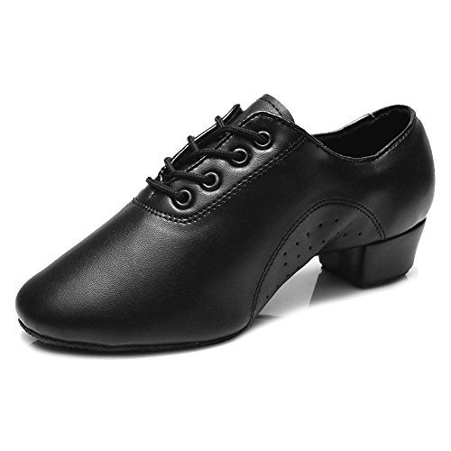 HIPPOSEUS Zapatos de la danza de salón de baile/Zapatos de baile/Hombres Zapatos De Danza Latina Con Cuero,Modelo ESCL-Men, Negro, 39 EU / 24.5 CM