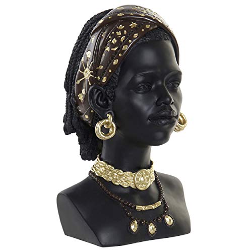 Hogar y Mas Figura Africana de Resina Realista, Africana con toques Dorados y Acabado Brillante, Figura Realista Africana 17x18x30cm Hogar y Mas Figura Africana de Resina Realista, Africana con toques Dorados y Acabado Brillante, Figura Realista Africana 17x18x30cm