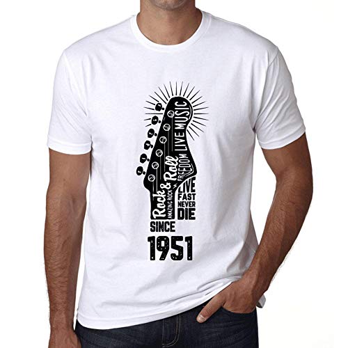 Hombre Camiseta Vintage T-Shirt Gráfico Live Fast Never Die Since 1951 Cumpleaños de 70 años Blanco