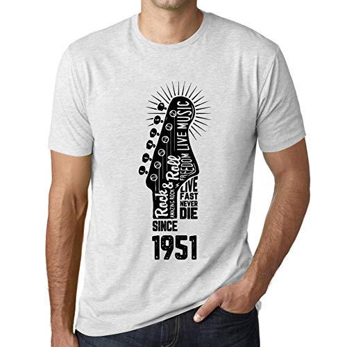 Hombre Camiseta Vintage T-Shirt Gráfico Live Fast Never Die Since 1951 Cumpleaños de 70 años Blanco Moteado