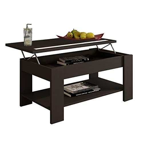 HomeSouth - Mesa de Centro elevable, mesita de salón Comedor, Acabado en Wengué, Modelo Agueda, Medidas: 90 cm (Largo) x 50 cm (Ancho) x 33,8/45,3 cm (Alto) HomeSouth - Mesa de Centro elevable, mesita de salón Comedor, Acabado en Wengué, Modelo Agueda, Medidas: 90 cm (Largo) x 50 cm (Ancho) x 33,8/45,3 cm (Alto)