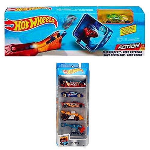 Hot-Wheels Action Flip Ripper (FTH83) + Pack 5 HW Metro