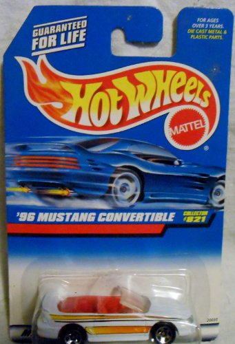 Hot Wheels Mattel 1998 1:64 Scale White 1996 Ford Mustang Convertible Die Cast Car Collector #821 by