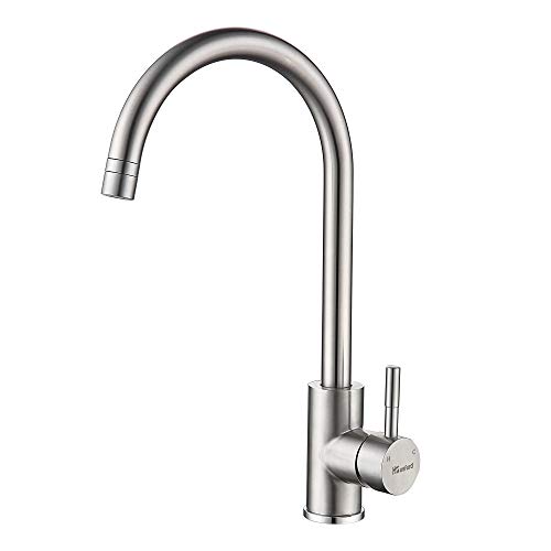 Housfurd Grifo de Acero Inoxidable 304, Rotación de 360 Grados, dos Métodos de Salida de Agua, Grifo del Fregadero de Cocina(Grifos de Arco Grandes)