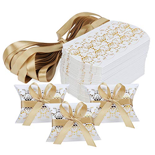 Hseamall Cajas de recuerdos de boda, caja de regalo para fiestas, caja de caramelos, 50 unidades