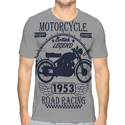 hyjhytj Adult Mens T-Shirt Motorcycle Racing Typography Label t British Legend Design