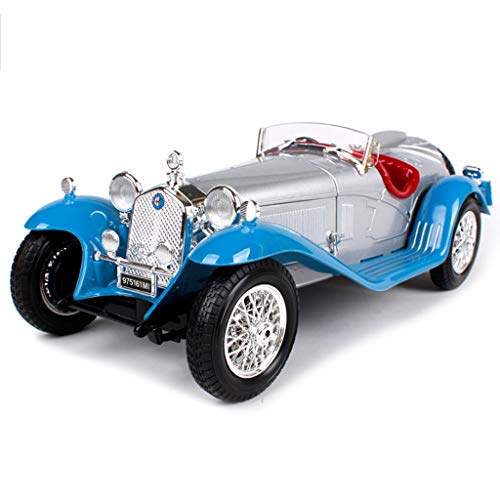 Hyzb Modelo Fundido a Troquel del Coche 1/18 Alfa Romeo Modelo de simulación de aleación de Coche clásico de época, Mini Toy Car, Azul