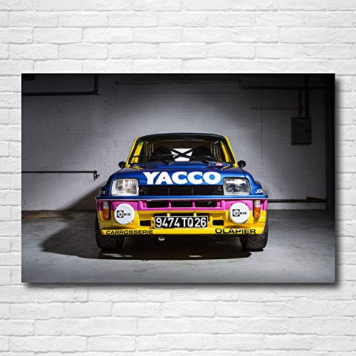 IGNIUBI Renault 5 Turbo WRC Rally Race Racing Imagen de Coche Deportivo póster Impresiones Lienzo Arte de Pared Pintura Moderna para decoración del hogar 60x80 cm 24x32 Pulgadas sin Marco