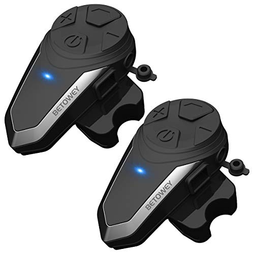 Intercomunicador Casco Moto, BETOWEY BT-S3 Bluetooth Auriculares Manos Libres para Casco Moto (2*BT-S3)