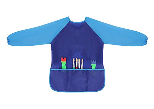 IPENNY - Delantal Infantil Impermeable antiincrustaciones, multifunción, Babero con Mangas, Delantal de Cocina para 5-10 años, niños y niñas, 60 x 44 cm