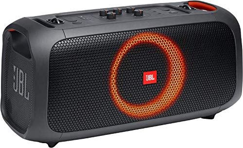 JBL Partybox On-The-Go - Altavoz portátil Bluetooth con sonido potente JBL para tus fiestas, con un show de luces y micrófono inalámbrico para darle vida a tus planes, impermeabilidad IPX4, negro