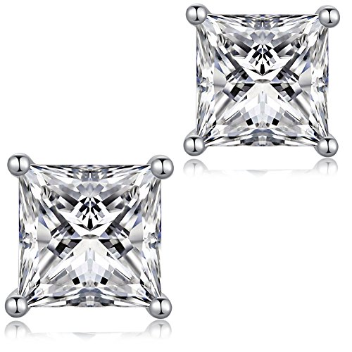 jiamiaoi Pendientes Pendientes de plata Pendientes de CZ diamantes chapados en oro blanco de 18 quilates Pendientes de cristal para mujeres, pendientes para hombres pendientes hipoalergénicos 8 mm