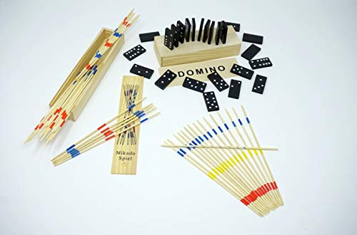 Juego de 2 juegos de Mikado y Domino, 2 unidades, colección de juegos de madera en práctica caja de madera con instrucciones (idioma español no garantizado), pensamiento lógico, promueve la motricidad Juego de 2 juegos de Mikado y Domino, 2 unidades, colección de juegos de madera en práctica caja de madera con instrucciones (idioma español no garantizado), pensamiento lógico, promueve la motricidad