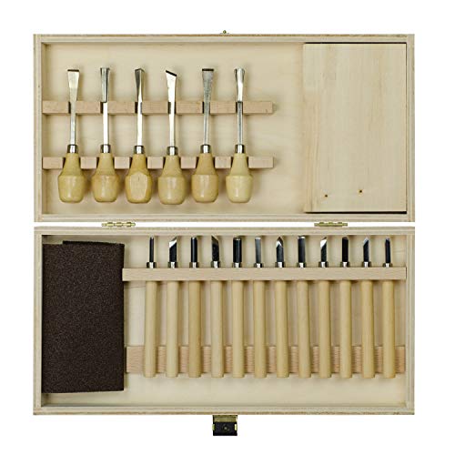 Juego de tallado en caja de herramientas – Adecuado para trabajos de madera finos – Para la fabricación de figuras de tallado impresionantes, etc. – Acabado de calidad – 20 piezas – C342676 Juego de tallado en caja de herramientas – Adecuado para trabajos de madera finos – Para la fabricación de figuras de tallado impresionantes, etc. – Acabado de calidad – 20 piezas – C342676