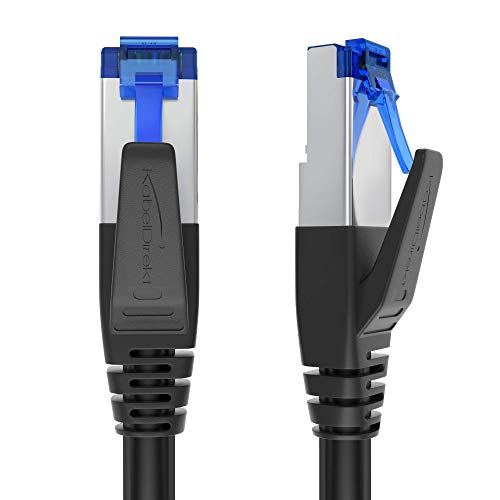 KabelDirekt – 30m – Cable de Ethernet Cat7 y Cable de Parche y Cable de Red (10Gbit/s, Conector RJ45, para máxima Velocidad de Fibra óptica, blindaje Triple SF/FTP particularmente Seguro, Negro)