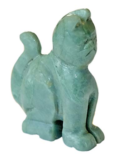 Kaltner Präsente Idea de regalo – Figura decorativa de gato como amuleto de la suerte de jade (dimensiones aprox. 47 x 40 x 16 mm)