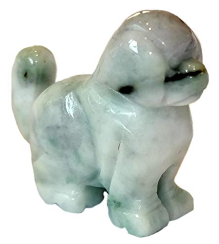 Kaltner Präsente Idea de regalo – Figura decorativa de perro como amuleto de la suerte de jade (dimensiones aprox. 49 x 40 x 16 mm)