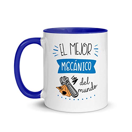 Kembilove Taza de Desayuno del Mejor Mecánico del Mundo – Tazas de Café para Profesionales y Trabajadores para la Oficina – Tazas de Té en Color de Profesiones – Taza de Cerámica de 350 ml