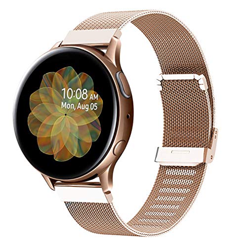 Keweni Correa Compatible con Samsung Galaxy Active, Correa de Repuesto de Metal para Samsung Galaxy Watch Active/Active 2 / Galaxy Watch 42 mm/Gear Sport/Smartwatch (Oro Rosa)