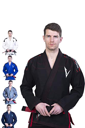 Kimono Vector Attila Series de Jiu Jitsu con cinturón Blanco, Ligero, 100% algodón, A4, Negro