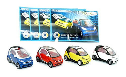 Kinder Überraschung 1 juego de modelos Smart en 4 colores 2007 con todos los BPZ