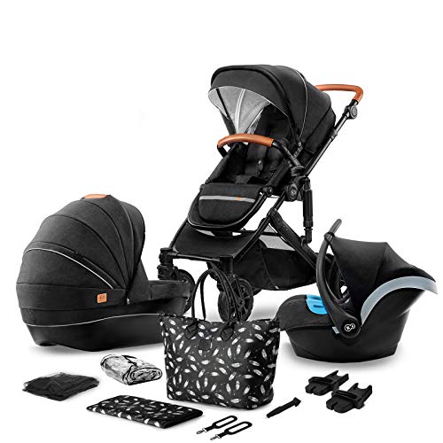 Kinderkraft Carrito Bebé 3 en 1 PRIME 2020, Silla de Paseo, Silla Coche, Negro