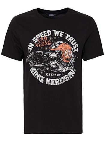 King Kerosin In Speed We Trust Camiseta, Negro, XXL para Hombre