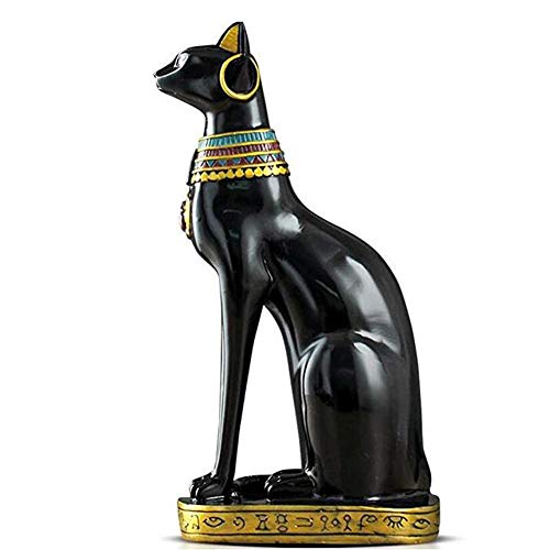 Kitabetty Figuras de resina de la estatuilla del gato negro, aduanas exóticas Adornos egipcios Estatuas de gatos Decoración para el hogar Artesanías para el hogar Ornamentos de gatos