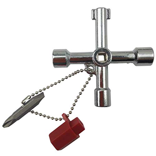 kongnijiwa Llave Cruzada Universal Cuadrada Triangular de válvula 4 en 1 con Destornillador kongnijiwa Llave Cruzada Universal Cuadrada Triangular de válvula 4 en 1 con Destornillador