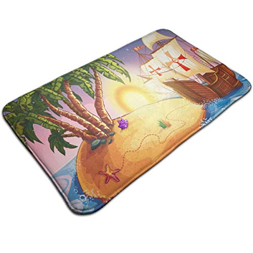 kThrones Alfombra de baño Antideslizante,Barco Pirata, Barco Fantasma en el mar exótico Cerca de la Isla del Tesoro con Palmeras y Cofre Abierto,Alfombra de Ducha(75cmx45cm) kThrones Alfombra de baño Antideslizante,Barco Pirata, Barco Fantasma en el mar exótico Cerca de la Isla del Tesoro con Palmeras y Cofre Abierto,Alfombra de Ducha(75cmx45cm)