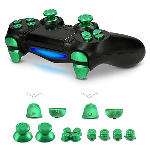 kwmobile Botones de repuesto compatible con Playstation Controlador PS 4 Pro / PS4 Slim (2. Gen) - Botones de aluminio en verde