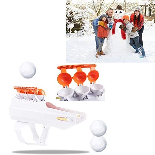 KZJIEZH Juego de invierno al aire libre, lanzador de bolas de nieve, pelea de bola de nieve blanca Blaster con asa, arte de la guerra de nieve, herramientas de nieve redondas para niños y adultos Invi