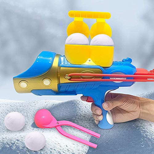 KZJIEZH Juguetes de juego de peleas de nieve de invierno al aire libre, lanzador de bolas de nieve, pistola de bola de nieve 2 en 1, herramientas de nieve para niños y adultos Molde redondo de bola de