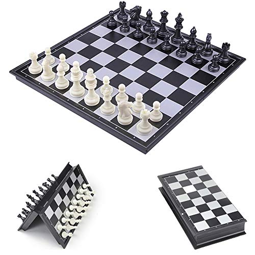 LAANCOO 25x25cm ajedrez Plegable Junta Medieval magnético de ajedrez Plegable del Tablero de ajedrez Juego de ajedrez Negro