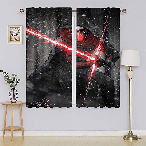 lacencn Kylo Ren - Cortinas de Star Wars, cortinas de cristal deslizantes para puerta de dormitorio (55 x 63 cm)