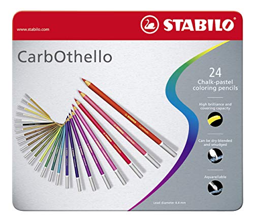 Lápiz de color tiza-pastel STABILO CarbOthello - Caja de metal con 24 colores