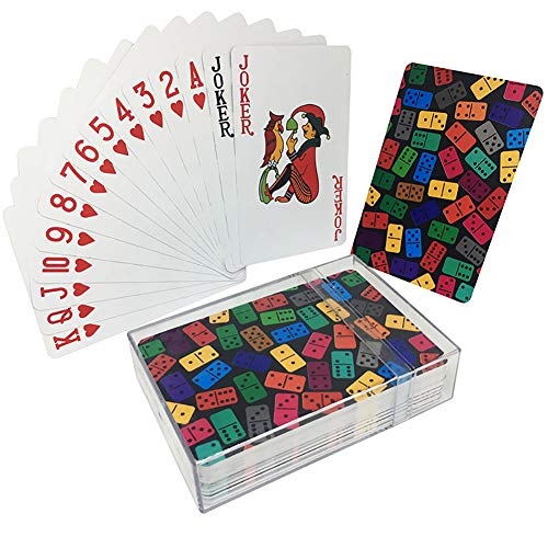 LeerKing Cartas Poker Plastico Profesional Barajas de Poker Impermeable, Motivo de dominó