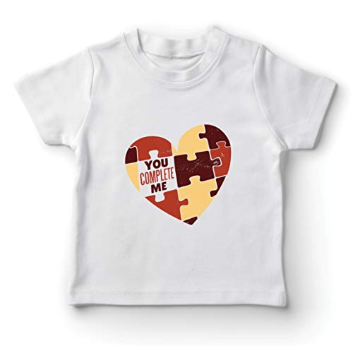 lepni.me Camiseta para Niño/Niña Me Completas Las Piezas del Rompecabezas (3-4 Years Blanco Multicolor)