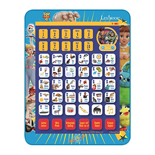 LEXIBOOK Disney Toy Story 4 Woody Buzz JCPAD002TSi1 - Tableta educativa bilingüe, Juguete para Aprender Las Letras, números vocabulares y música, lenguas franceses/inglés, Azul/Amarillo