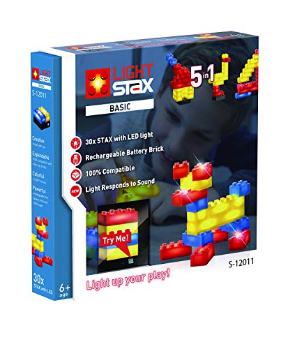 Light Stax S de 12011 Juego, compatible con piedras de diseño de Lego, con 30 LED en 3 colores Plus mobile Power Brick , color/modelo surtido