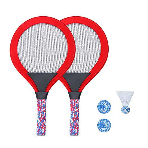 LIOOBO Raquetas de Tenis para Niños Raqueta de Tenis Juego de Playa Juguetes de Bádminton para Niños con 2 Raquetas (Rojo)