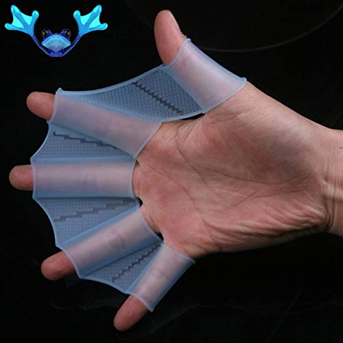 Lorenlli Aletas de natación de Silicona Suave para Hombres Adultos, Aletas, Mano de Rana, Guante palmeado, Entrenamiento de Varios tamaños, Paleta de Buceo
