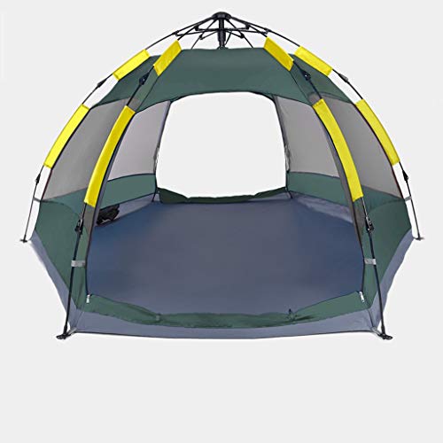 LXX Tiendas de campaña Carpa Hexagonal Camping 4 Persona con 6 Laterales de Malla Impermeable Carpa Doble Capa instantánea for Familia Senderismo Tienda de campaña (Color : Green)