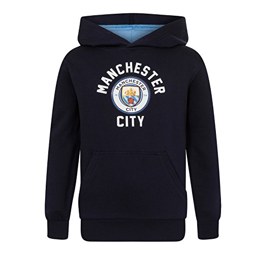 Manchester City FC - Sudadera oficial con capucha y escudo del club - Para niño - Forro polar - 12-13 años