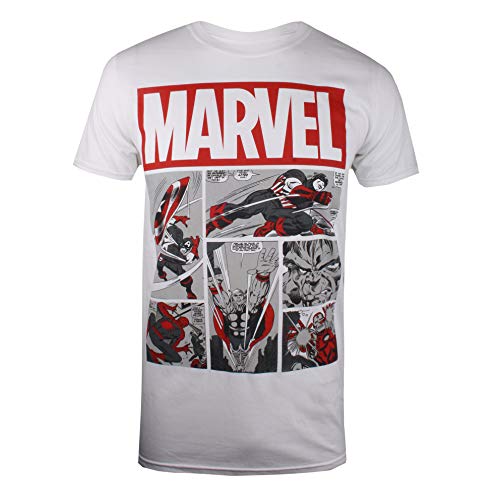 Marvel Heroes Comics Camiseta, Blanco (White White), Large (Talla del Fabricante: Large) para Hombre