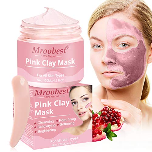 Mascarilla de Arcilla Rosa, Mascarilla Exfoliante Facial, Mascarilla facial de hidratante, Pink Clay Mask, Mascarilla Purificante, Desintoxicación, limpieza profunda y refinación de poros