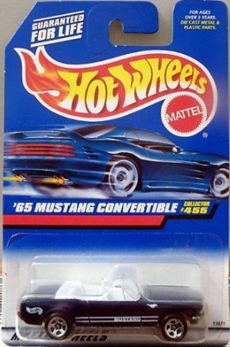 Mattel Hot Wheels 1998 1:64 Scale Black 1965 Ford Mustang Convertible Die Cast Car Collector #455 by Hot Wheels