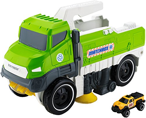 Mattel Match Box dwg67 – Camión Limpieza barredora, autopistas/Accesorios