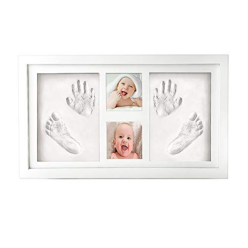 McNory bebé Handprint y Marco de huella Inkpad de fotos Regalos BabyParty seguros y elegantes Elegante blanco de madera sólida,marco huellas bebe,huellas bebe tinta Regalos para Bebé Recién Nacido