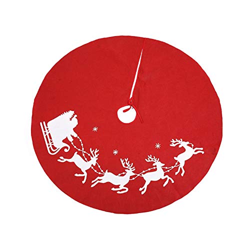 Meiwash Árbol de Navidad Falda Cubierta Redonda Árbol de Navidad Cubierta de Piso Estera de Piso Estera Plegable Alfombra de Navidad Decoración de Fiesta de año Nuevo (Red, 80cm)